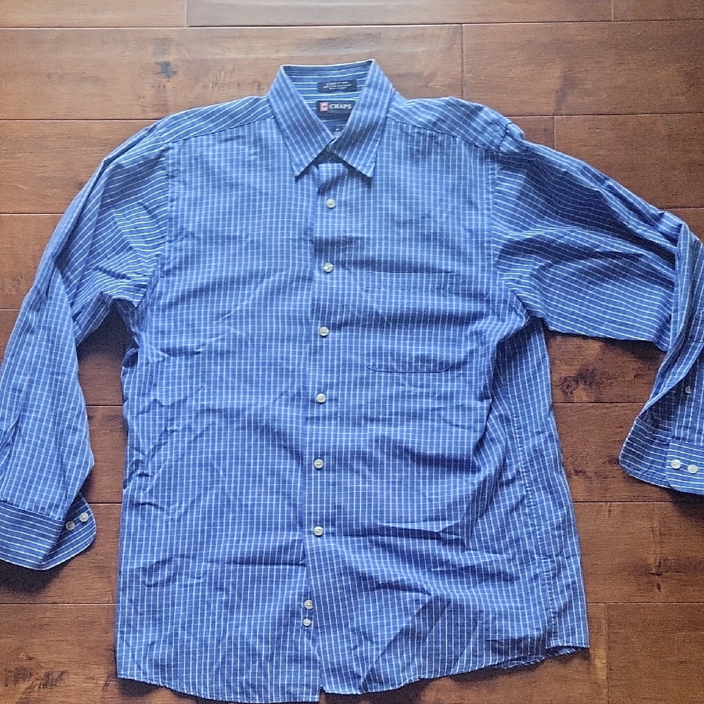 Chaps Men's Blue Striped Button Down Shirt
